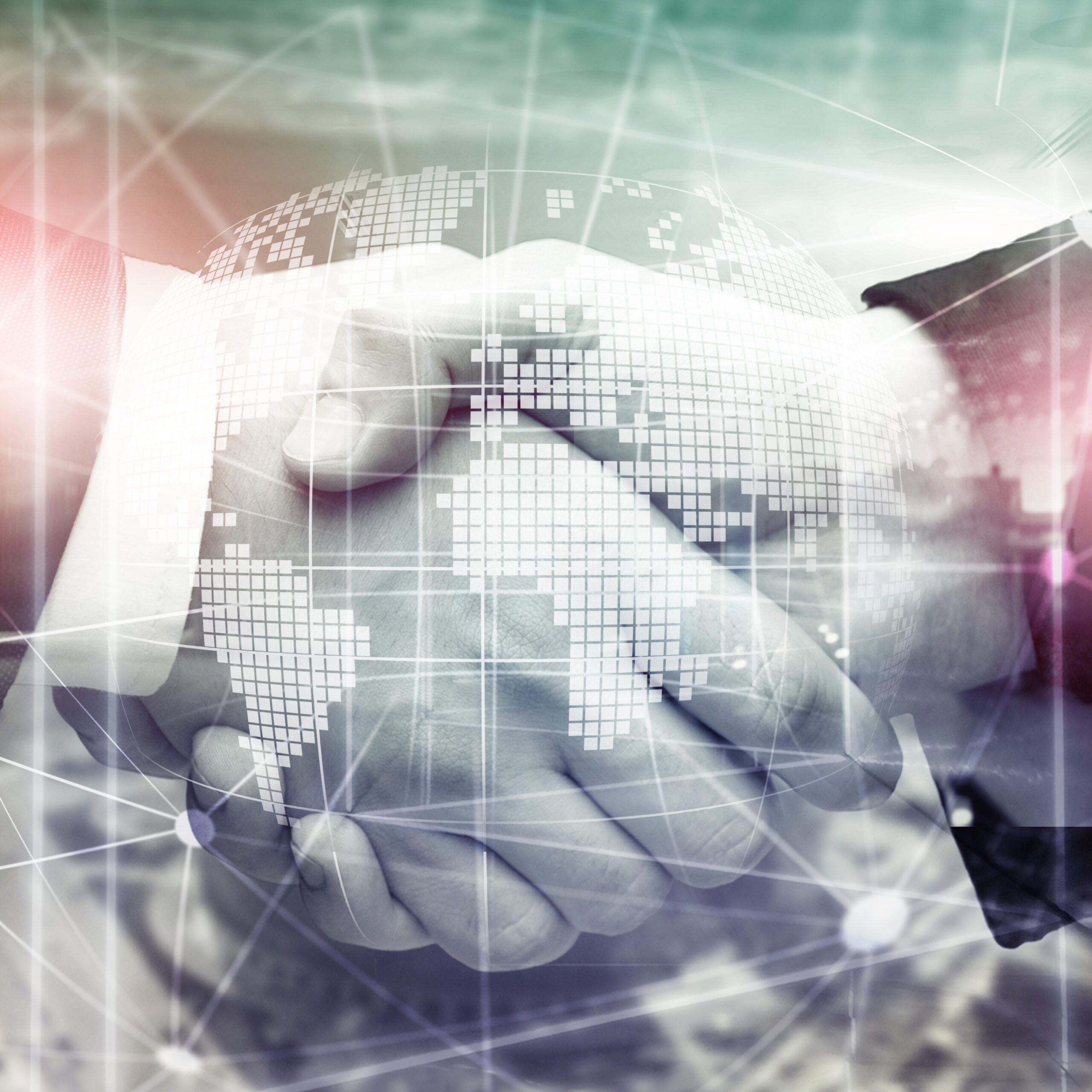 3D Earth hologram on blurred background.Global business and communication concept.