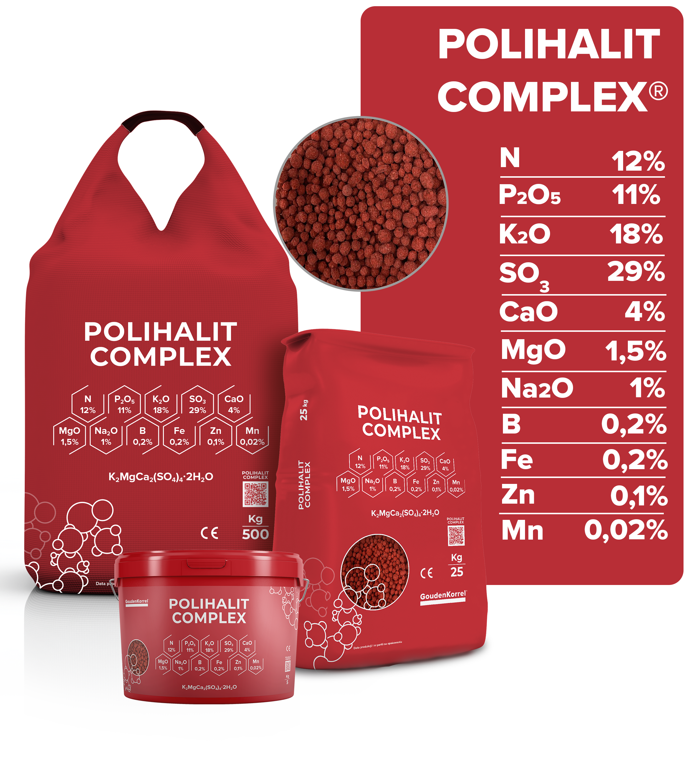 Polihalit Complex 500kg, 25kg, 5kg